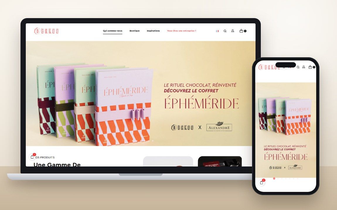 Boutique en ligne Bakoo, sur ordinateur et sur mobile