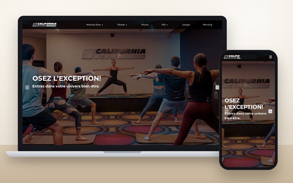 Site California Gym Platinum, sur ordinateur et sur mobile