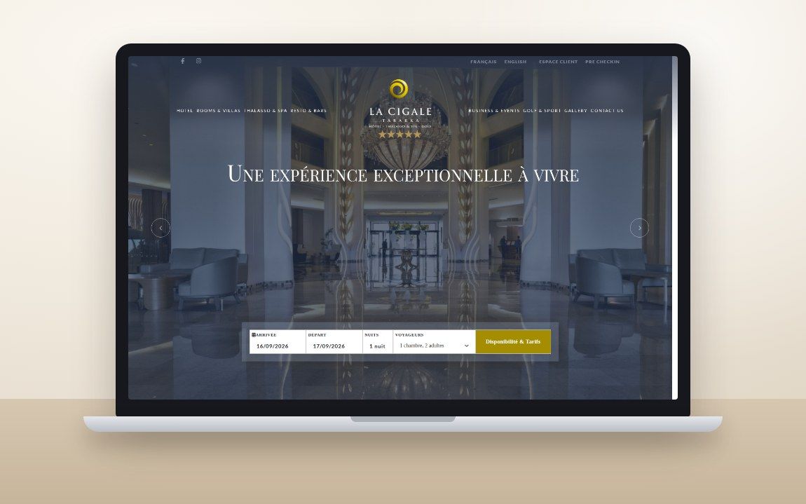 Site de La Cigale Tabarka sur ordinateur