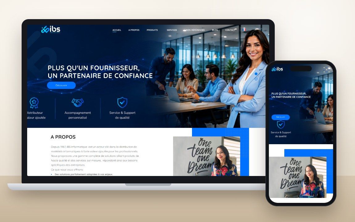 Site IBS Informatique, sur ordinateur et sur mobile