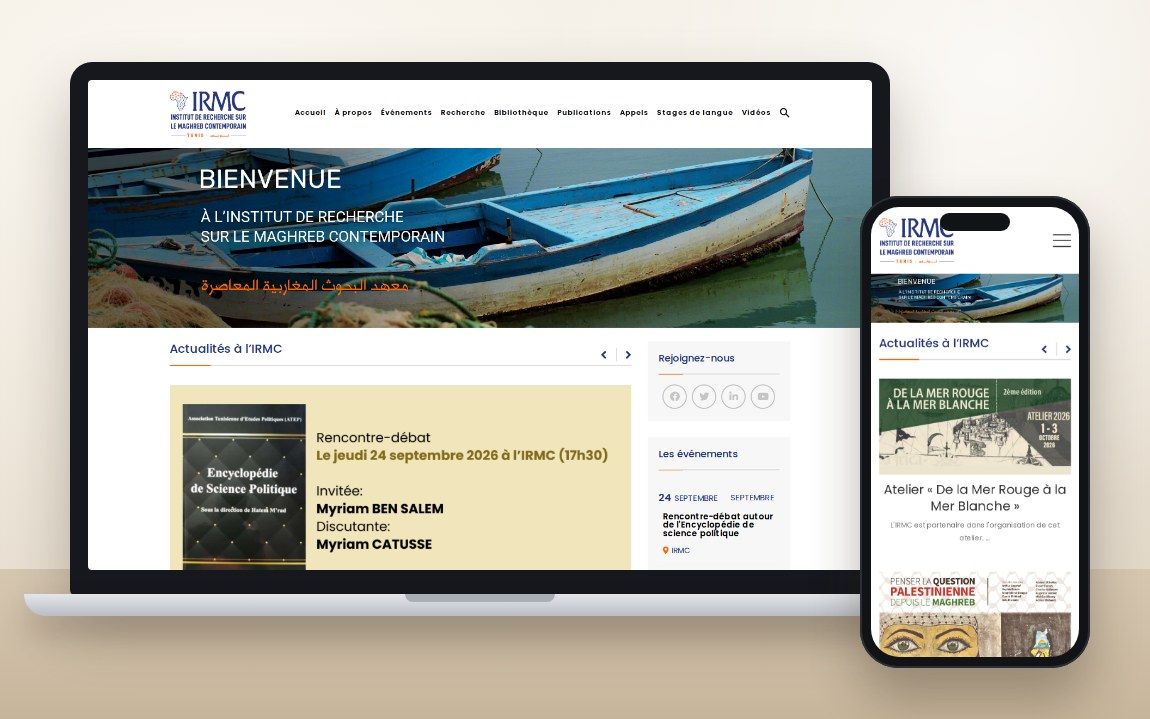 Site de l’IRMC, sur ordinateur et sur mobile