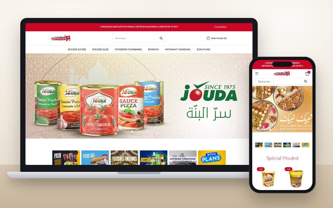 Boutique Le Marché Tunisien, sur ordinateur et sur mobile