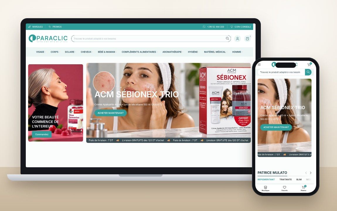Site Paraclic, sur ordinateur et sur mobile