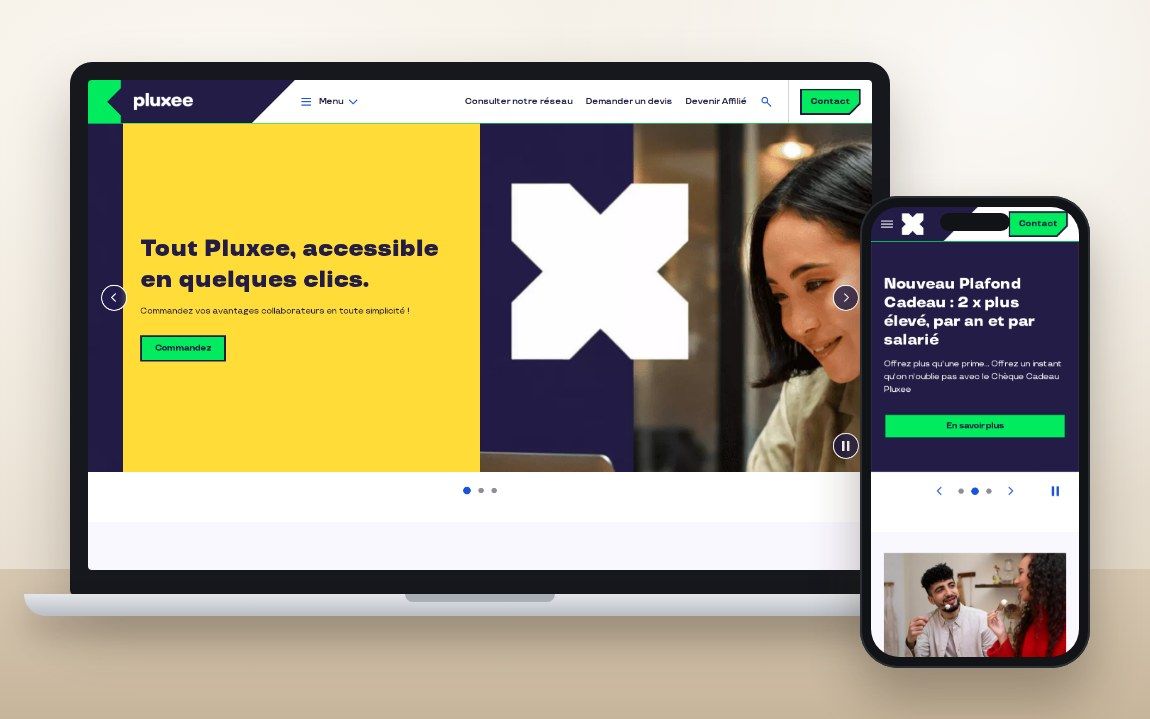 Site Pluxee Maroc, sur ordinateur et sur mobile