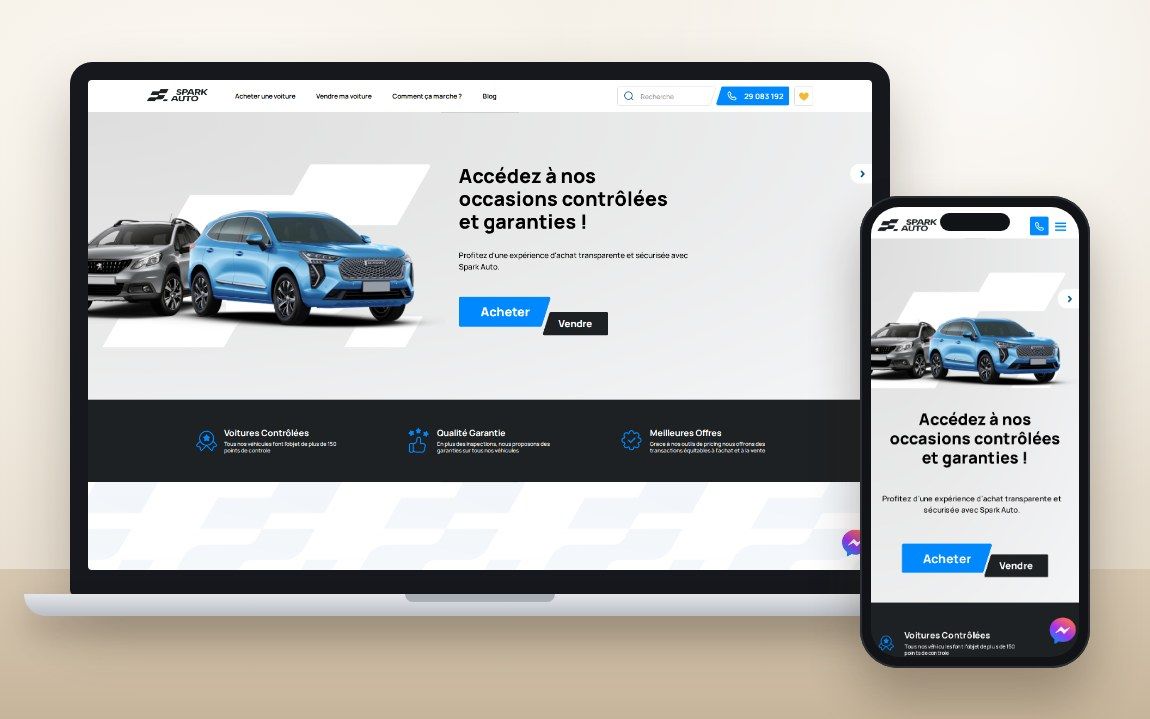 Plateforme Spark Auto, sur ordinateur et sur mobile